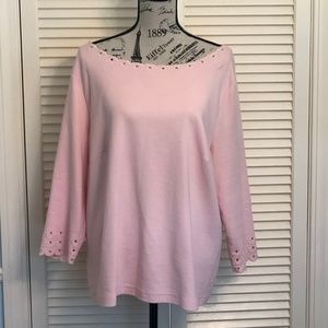 Talbots Cotton Eyelet-Trim Rose Pink top